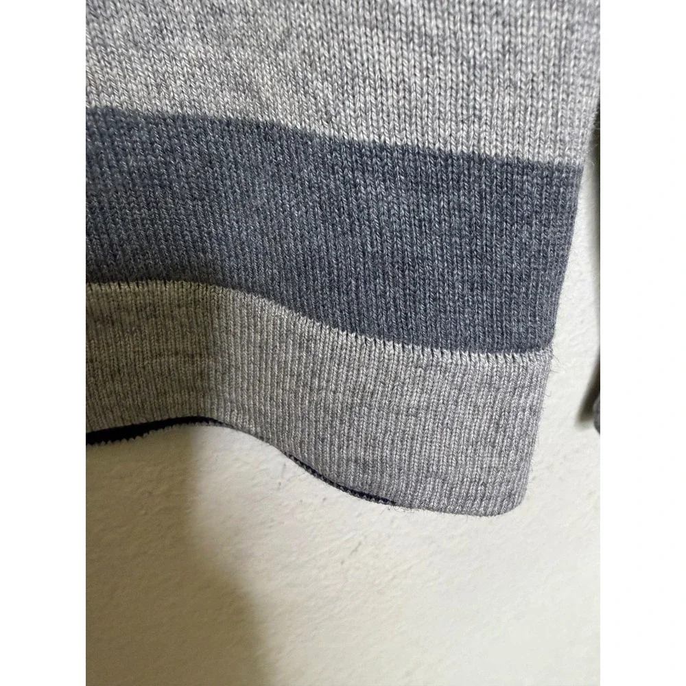 Banana Republic Silk Cashmere Sweater Mens Large Grey Striped Good Crewneck Luxe